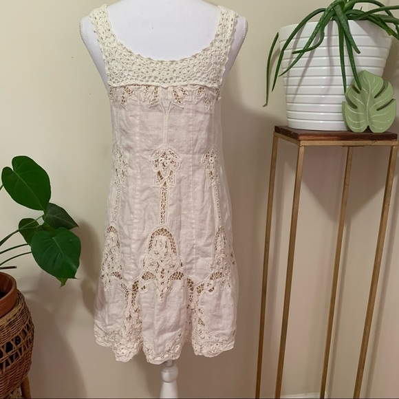 Calypso St Barth Embroidered Linen Tank Dress in Cream sz‎ S - Picture 2 of 5